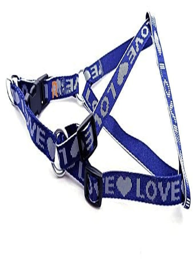 Pups&Pets 15 MM Nylon Love Printed Leash with Harness 0.5 Inch Adjustable Nylon Harness Set Suitable for Training/Walking Small Breed Dog and Puppies (Blue) - Image 3